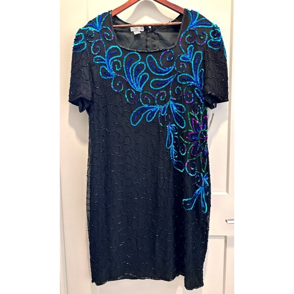 Women’s Size 2X Black Dress Silk Cocktail Dressy Wedding ALLISON WHITMORE New - Picture 1 of 15
